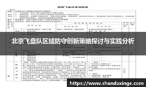 北京飞盘队区域防守创新策略探讨与实践分析